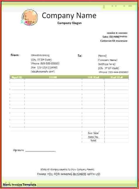 Free Printable Invoice Template Excel Monthly