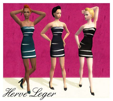 Mod The Sims Herve Leger Striped Dress