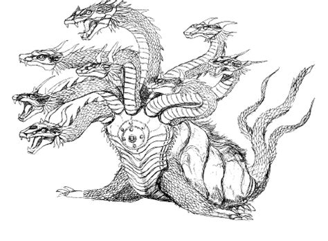 Beautiful two headed dragon coloring book or tattoo vector. Image - Concept Art - Yamato Takeru - Orochi 7.png ...