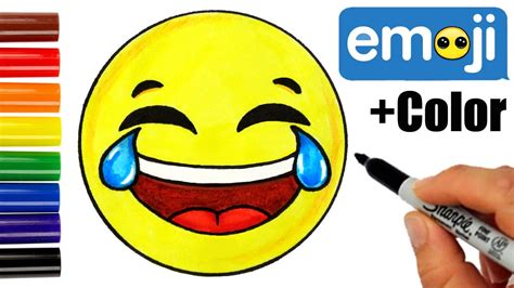 How To Draw Laughing Tears Of Joy Emoji Easy Youtube