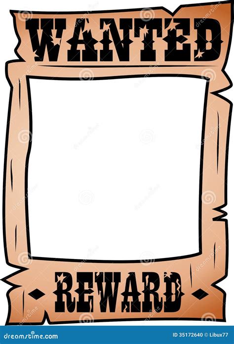 Cartoon Wanted Poster Wild West Template With Copy Space For