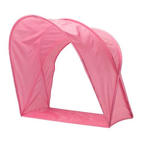 A Pink Tent That Is Open And Has The Door Closed To Reveal Its Interior