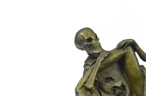Skeleton Nude Woman Ashtray Bronze Figurine 4x5