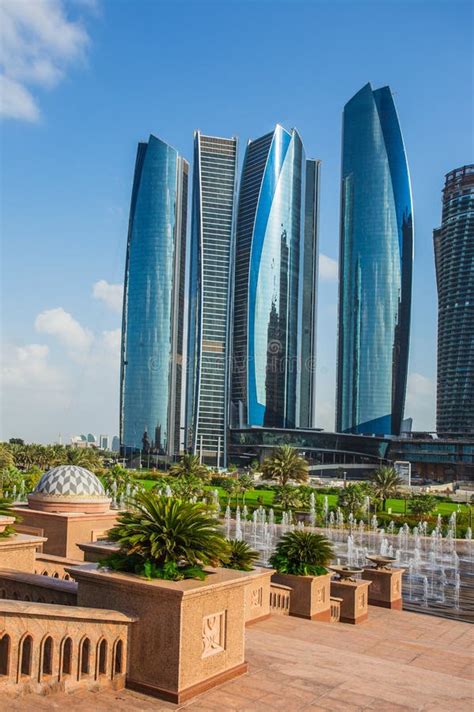 Skyscrapers In Abu Dhabi Uae Stock Image Image Of Coast Mirror