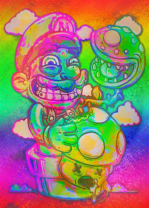 Trippy Mario Poster Picture Metal Print Paint By Psychedelic