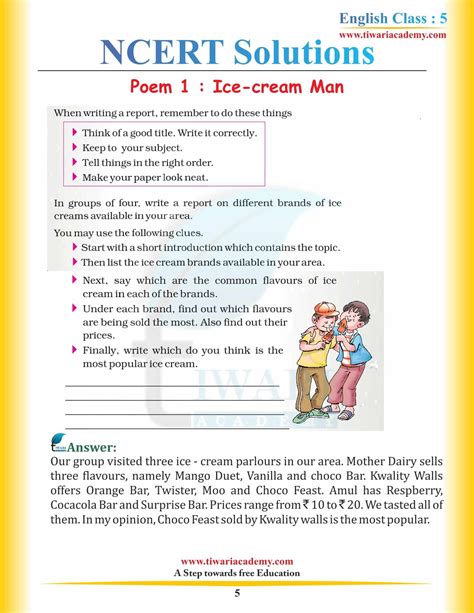 Ncert Solutions For Class 5 English Chapter 1 Ice Cream Man Marigold