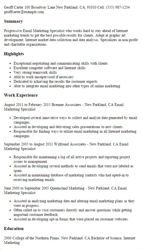 Using email for delivering cv is a common option. Email Marketing Specialist Resume Template — Best Design ...