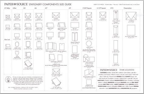Stationary Components Size Guide From Paper Source Card Sizes Chart