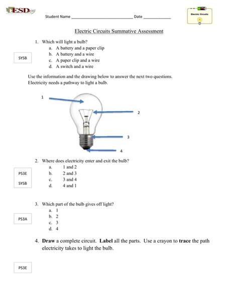 Electric Circuits Summative Assessment 4 Draw A Complete Circuit