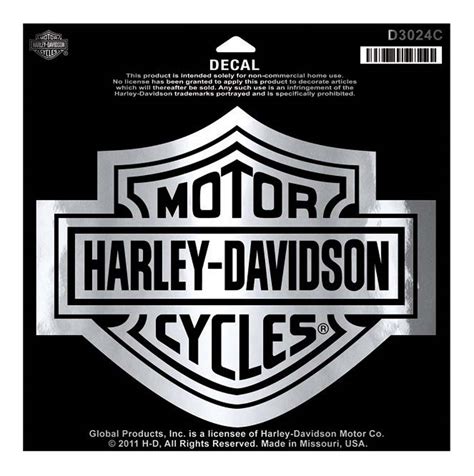 Harley Davidson Bar And Shield Chrome Large Decal Large Size Sticker