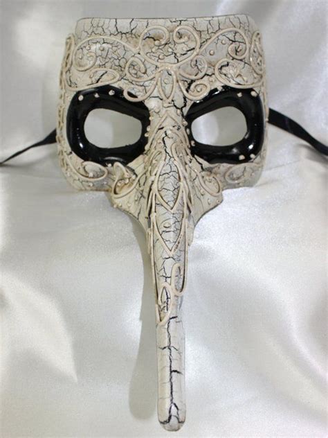 Mens White Long Nose Theatrical Plague Doctor Full Face Masquerade Mask