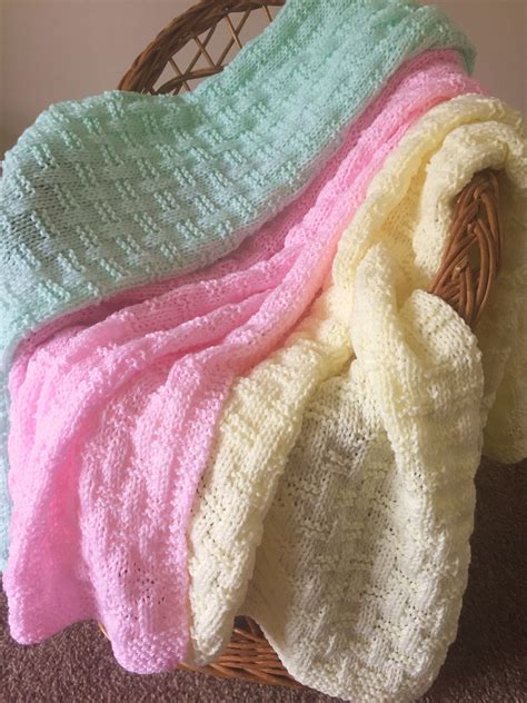 Easy Weave Baby Blanket Knitting Pattern English Etsy Canada