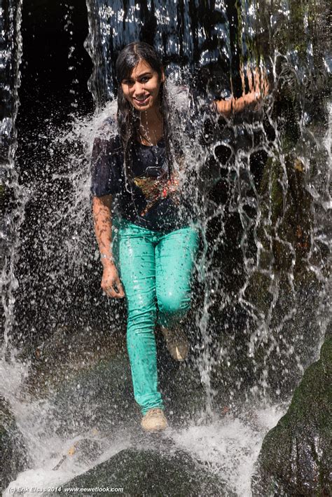 Wwf Double Photoset Of Girls In A Waterfall Wearing Pants