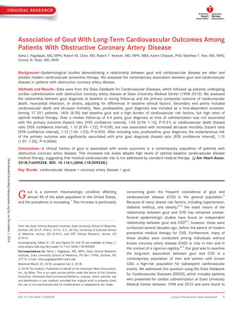 Pdf Association Of Gout With Long Term Cardiovascular Outcomes Among Patients With Obstructive
