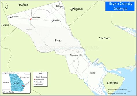 Map Of Bryan County Georgia Where Is Located Cities Population