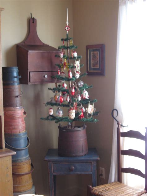 Feather Tree With Vintage Ornaments A Little Too Primative For My