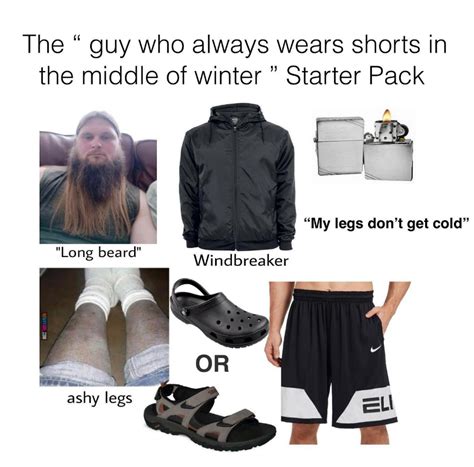 The Guy Who Always Wears Shorts In The Middle Of Winter Starter Pack
