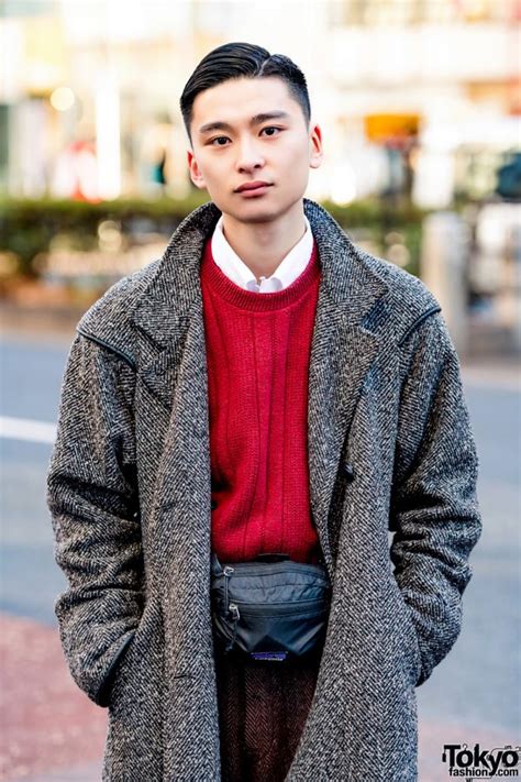 Retro Japanese Menswear Street Style In Harajuku W Wool Coat