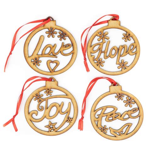 Joy Hope Love Peace Wood Ornaments 4pc Christmas Bundle Etsy