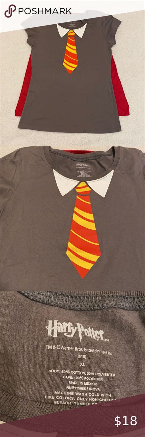 Harry Potter Gryffindor Tie And Cape Shirt Xl In 2022 Caped Shirt
