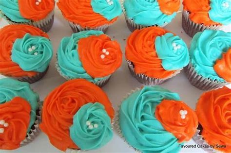 Orange And Turquoise Red Velvet Wedding Cupcakes The