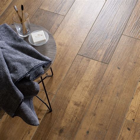 Dark Oak Stain Wood Effect Floor Tile Luxury Tiles