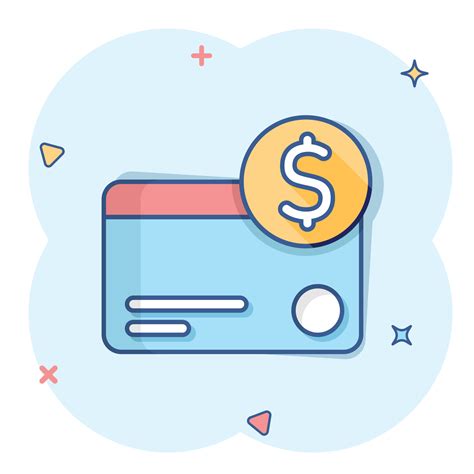 Credit Card Icon In Comic Style Money Payment Cartoon Vector