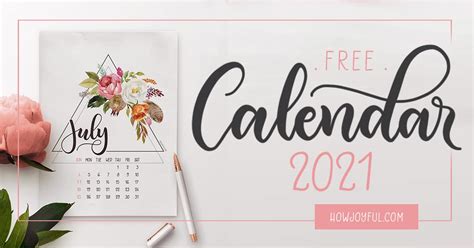 Free 2021 Calligraphy Calendar Printable