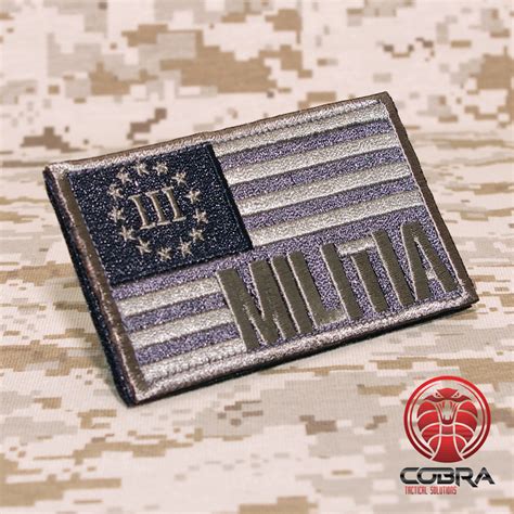 Usa Flag Militia Silver Tactical Military Morale Embroidered Patch