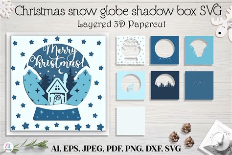 christmas globe shadow box svg 3d layered paper cut cutting file chr by ok design thehungryjpeg