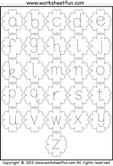 Small Letter Tracing Lowercase Worksheet Flower Free Printable