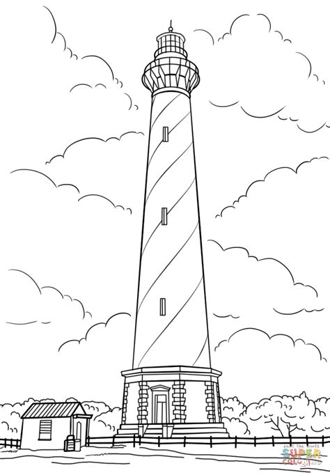 Cape Hatteras Lighthouse North Carolina Coloring Page Free Printable