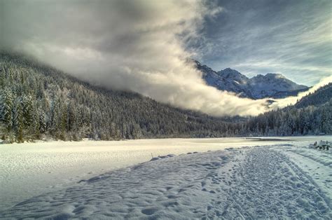 Seasons Winter Forests Sky Mountains Snow Clouds Hdr Rare Gallery Hd Wallpapers