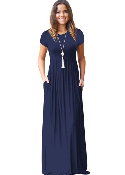 Buy Dolpind Maxi Dresses For Women Short Sleeve Loose Plain Casual Long