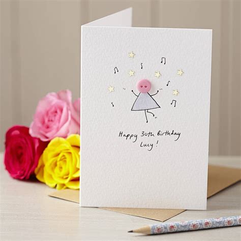 I hand paint each order, so not one is alike! personalised 'dancing button' handmade birthday card by hannah shelbourne designs ...