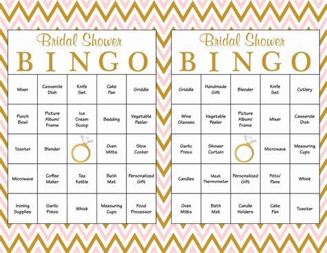 Free Printable Wedding Shower Bingo Cards
