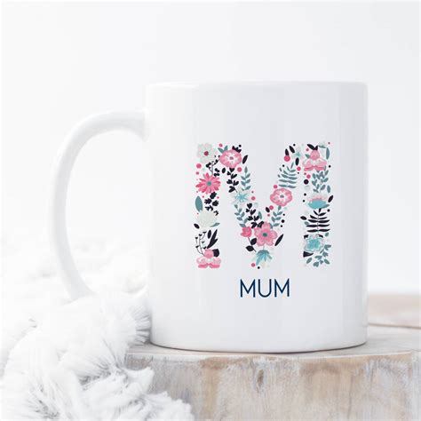 Personalised Floral Initial Mum Mug By Chips Sprinkles