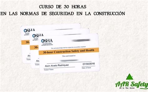 Fill osha 30 card template, edit online. OSHA 30 HOUR TRAINING COURSE by AAR Safety All-In-One-Services in San Juan, PR - Alignable