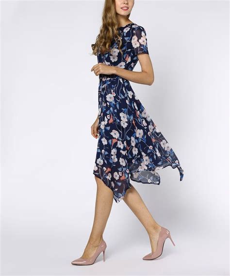 Look At This Coeur De Vague Blue And Coral Floral Handkerchief Dress On