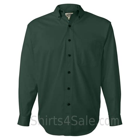 Dark Green Long Sleeve Mens Cotton Dress Shirt