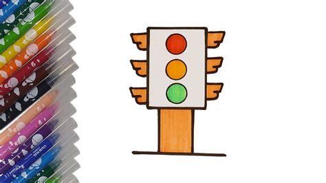 How To Draw Traffic Light Easy Step By Step With Coloring For Kids