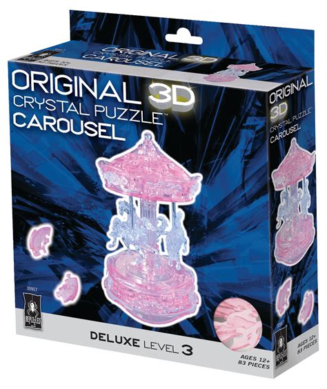 carousel pink deluxe 3d crystal puzzle 83 pieces bepuzzled puzzle warehouse