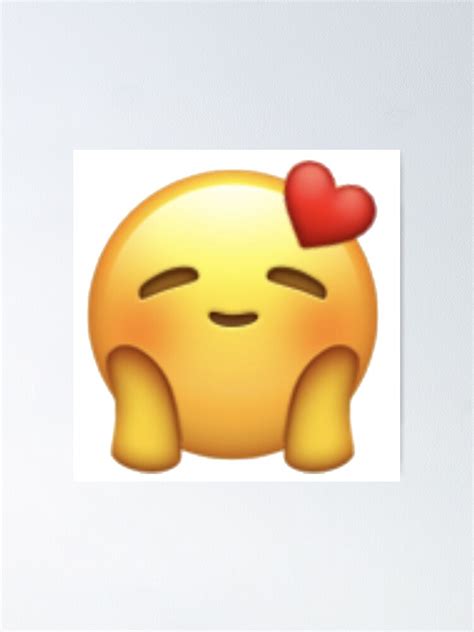 Cute Blushing Emoji With Heart Poster For Sale By Karsmultifam