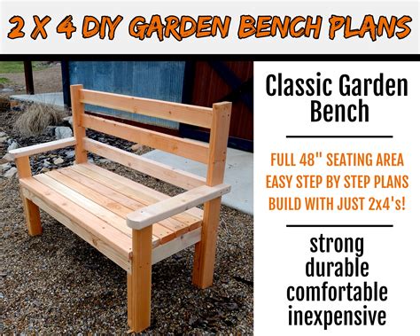 2 X 4 Classic Garden Park Bench Plans Etsy
