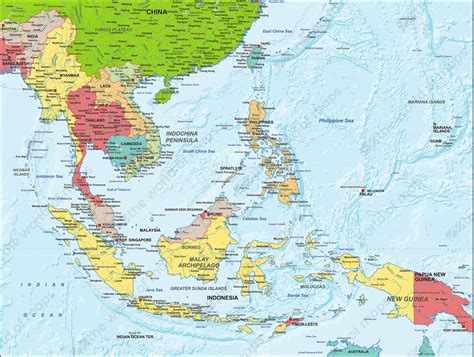Digital Map South East Asia Political 1305 The World Of