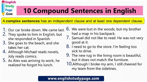 Check spelling or type a new query. 10 Compound Sentences in English - English Study Page
