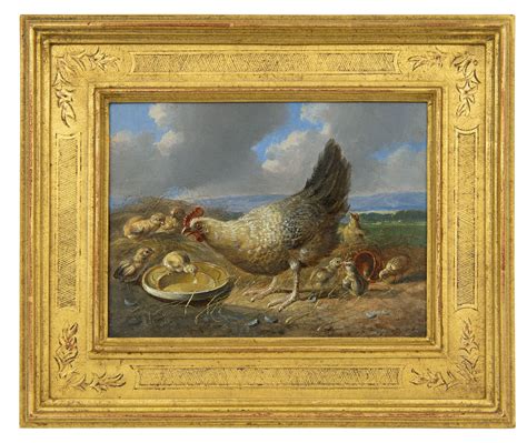 Albertus Verhoesen Paintings For Sale Hen With Chicks In Extensive