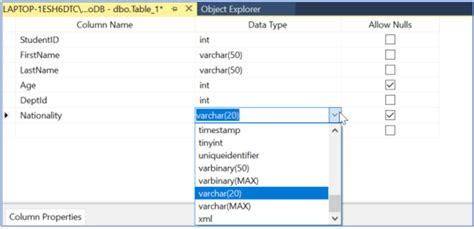 How To Create A Table Using Sql Server Management Studio