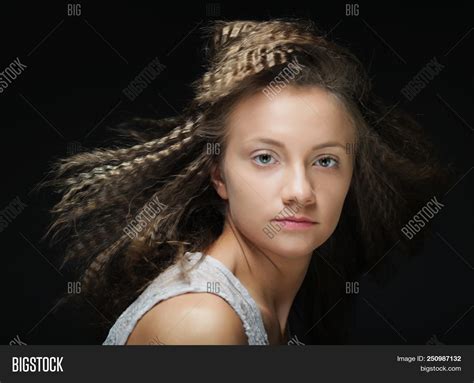 blonde girl curly hair image and photo free trial bigstock