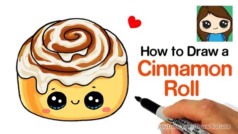 How To Draw A Cinnamon Roll Cute And Easy Draw So Cute Food Drawings Cinnamon Rolls